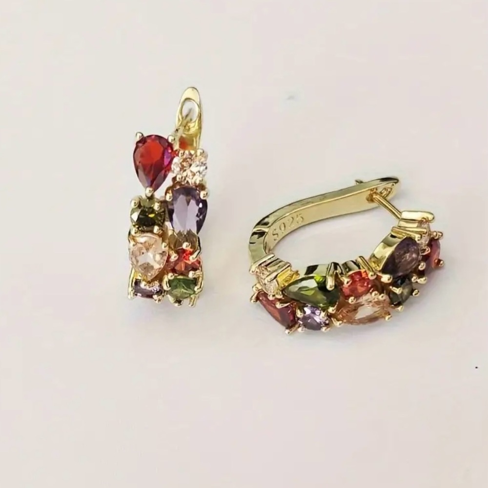 Cubic Zirconia Inlaid Buckle Earrings